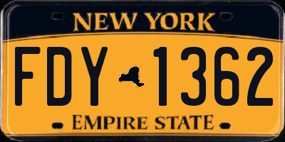 NY license plate FDY1362