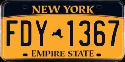NY license plate FDY1367