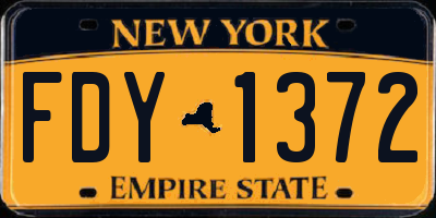 NY license plate FDY1372