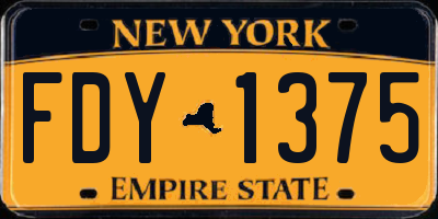 NY license plate FDY1375