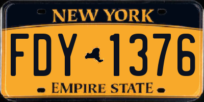 NY license plate FDY1376