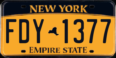 NY license plate FDY1377