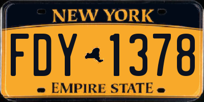 NY license plate FDY1378