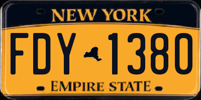 NY license plate FDY1380