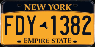 NY license plate FDY1382
