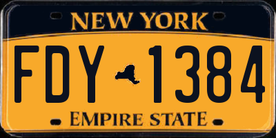 NY license plate FDY1384