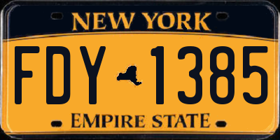 NY license plate FDY1385