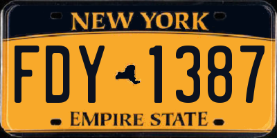 NY license plate FDY1387