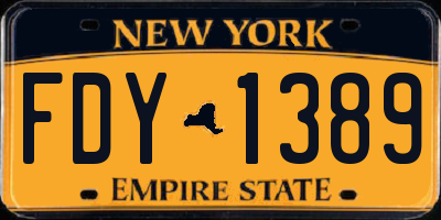 NY license plate FDY1389