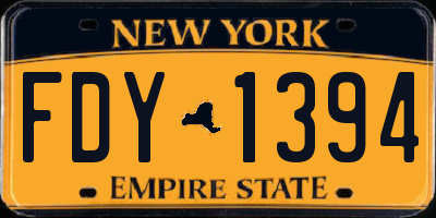 NY license plate FDY1394