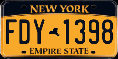 NY license plate FDY1398