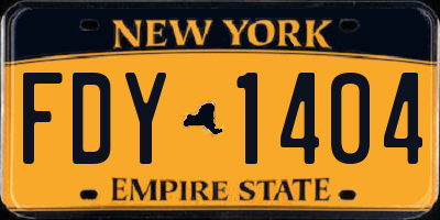 NY license plate FDY1404