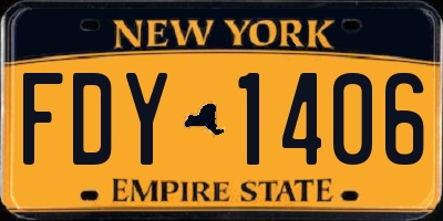 NY license plate FDY1406