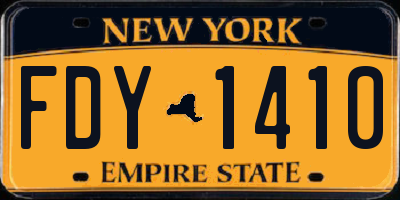 NY license plate FDY1410