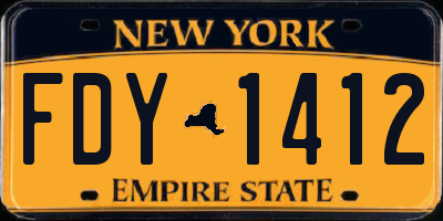 NY license plate FDY1412