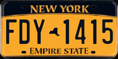 NY license plate FDY1415