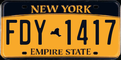 NY license plate FDY1417