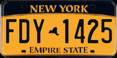 NY license plate FDY1425