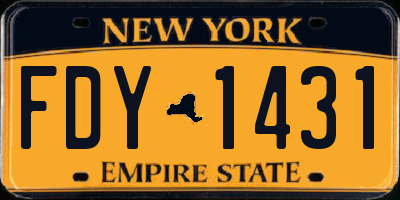 NY license plate FDY1431