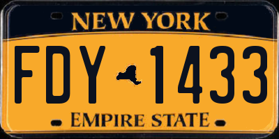 NY license plate FDY1433