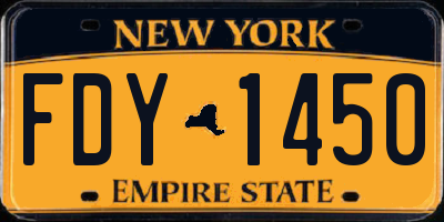 NY license plate FDY1450