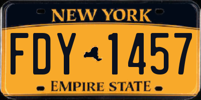 NY license plate FDY1457
