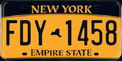 NY license plate FDY1458