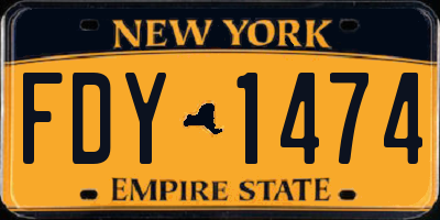 NY license plate FDY1474