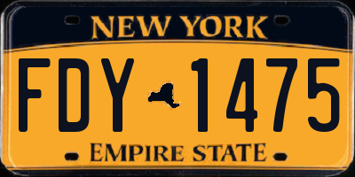 NY license plate FDY1475