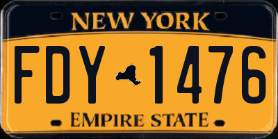 NY license plate FDY1476