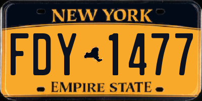 NY license plate FDY1477