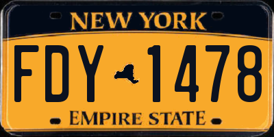 NY license plate FDY1478