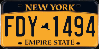 NY license plate FDY1494