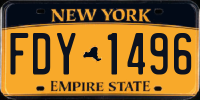 NY license plate FDY1496