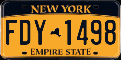 NY license plate FDY1498