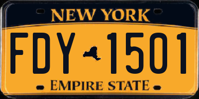 NY license plate FDY1501