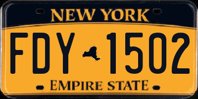 NY license plate FDY1502