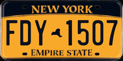 NY license plate FDY1507