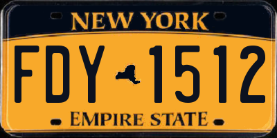 NY license plate FDY1512