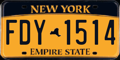 NY license plate FDY1514