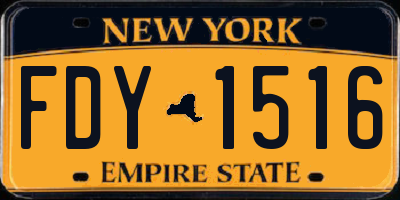 NY license plate FDY1516