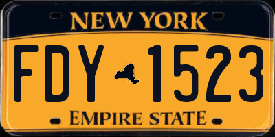 NY license plate FDY1523