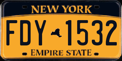 NY license plate FDY1532