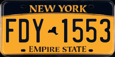NY license plate FDY1553