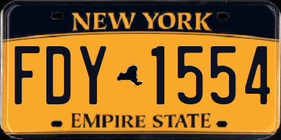 NY license plate FDY1554