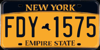 NY license plate FDY1575