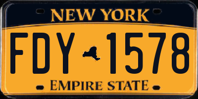 NY license plate FDY1578