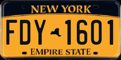 NY license plate FDY1601