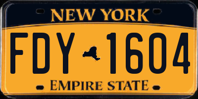 NY license plate FDY1604