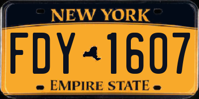 NY license plate FDY1607